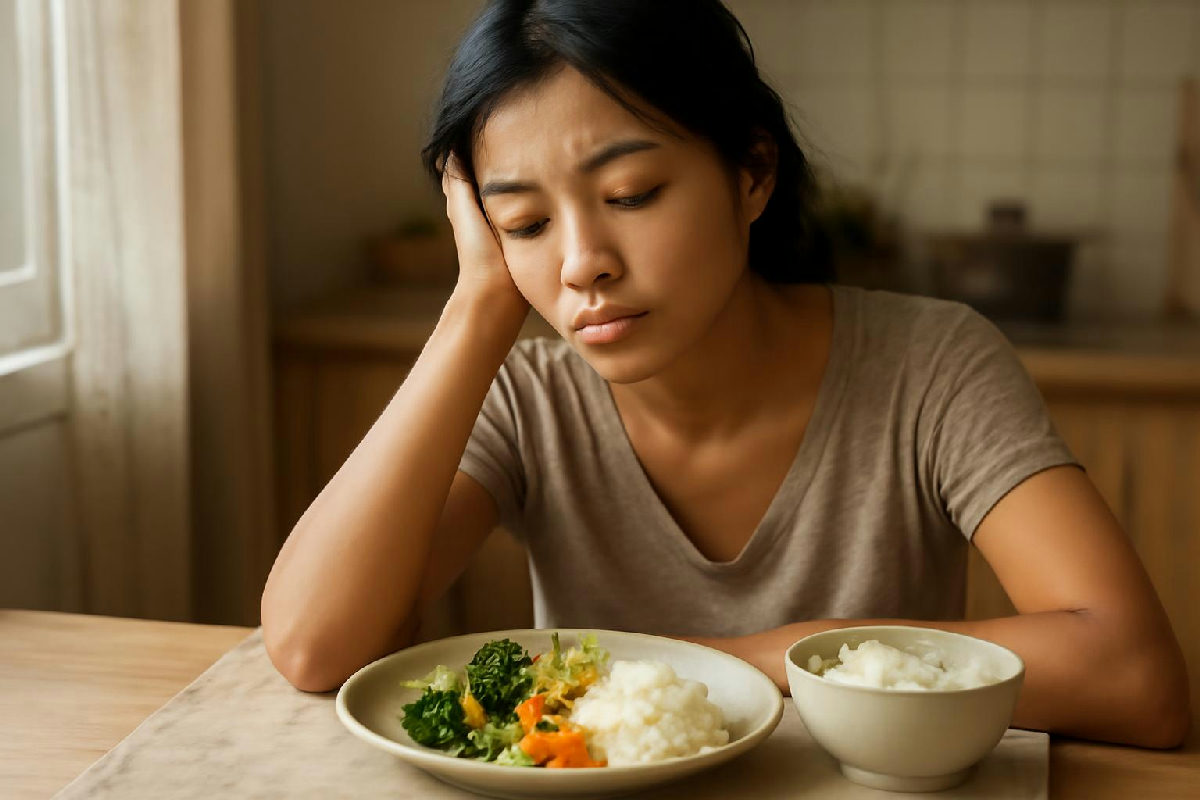 người phụ nữ mệt mỏi vì ăn kiêng quá khắt khe