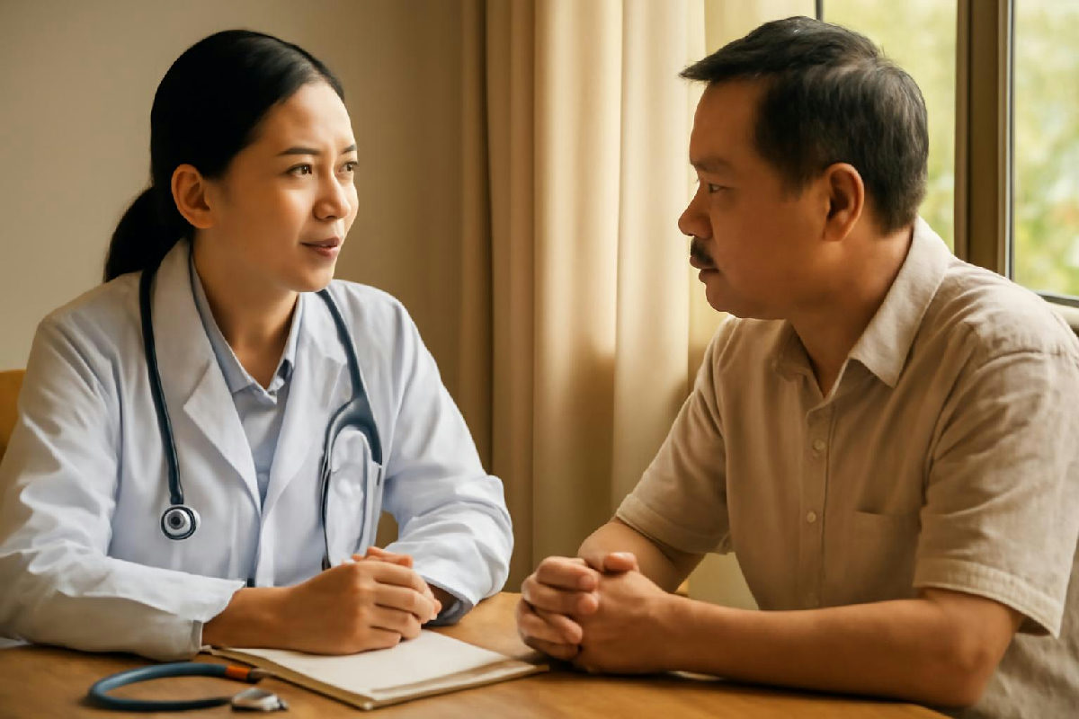 bác sĩ tư vấn tốc độ giảm cân cho người bệnh nền