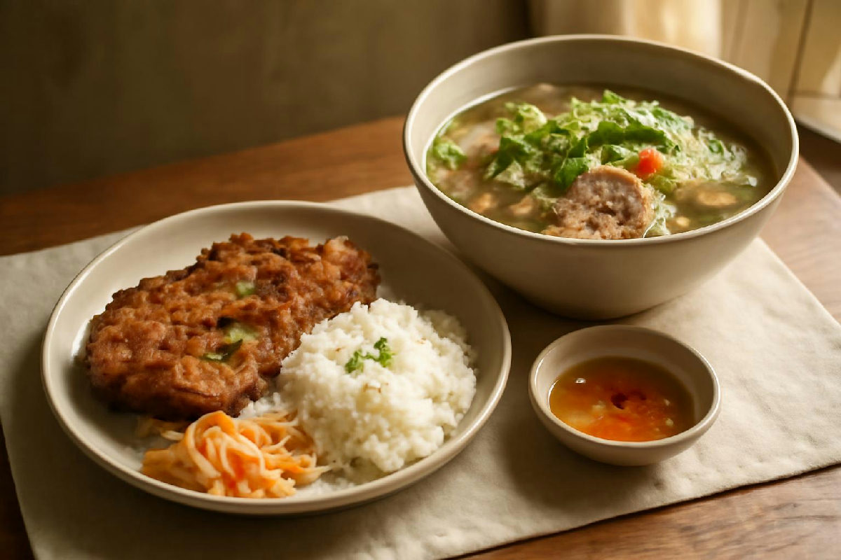suất cơm tấm sườn và tô phở bò so sánh macro