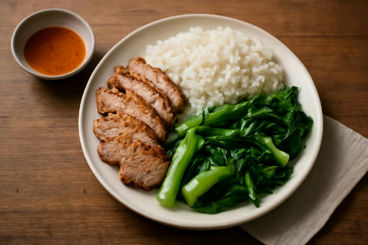 Đĩa ăn chia thịt nạc, cơm và rau, macro là gì
