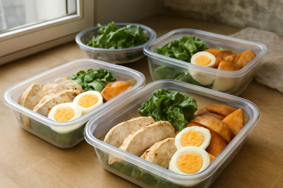 Khay cơm giảm cân chuẩn bị sẵn có ức gà và rau